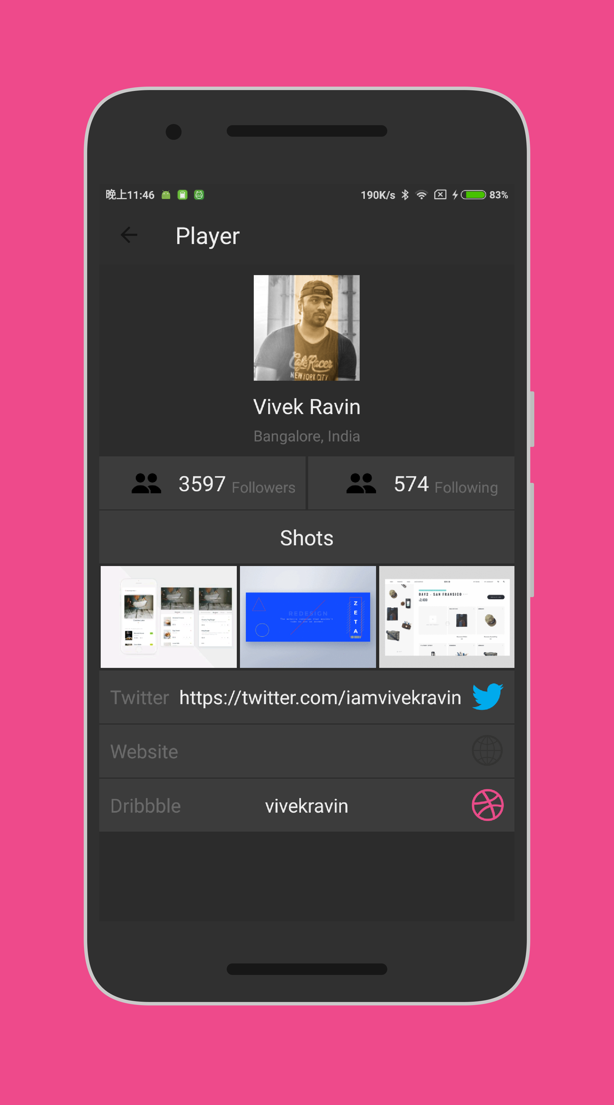 Designer 一个 Dribbble 第三方客户端 @codeKK AndroidOpen Source Website